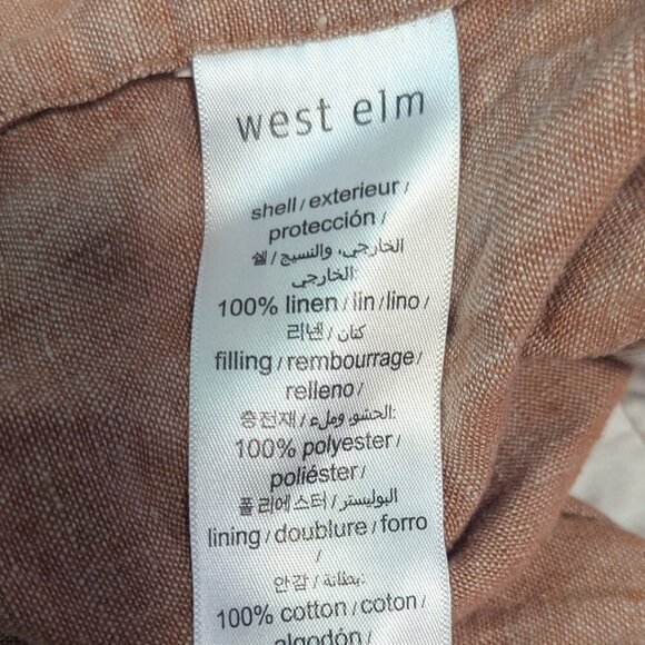 West Elm European Flax Linen Classic Stripe Duvet Euro Sham Terracotta Mélange - Picture 5 of 6